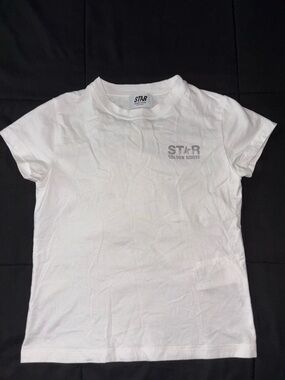 Golden Goose White Kids Short Sleeve Tee with Subtle Grey Logo (Worn Once)
